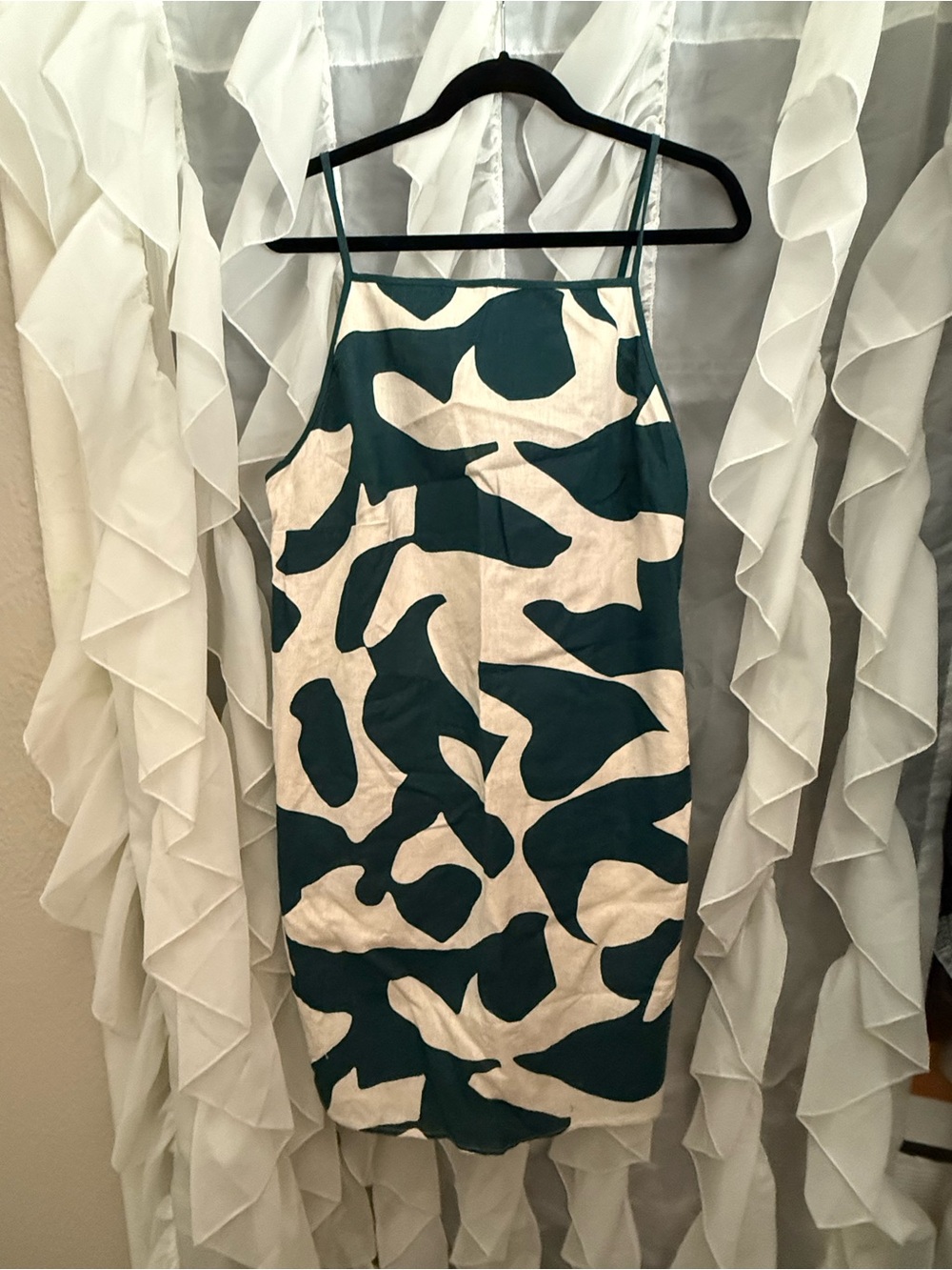 Abercrombie & Fitch Teal and Cream Abstract Slip Midi Dress